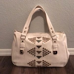 Francescas ivory purse with gold accents